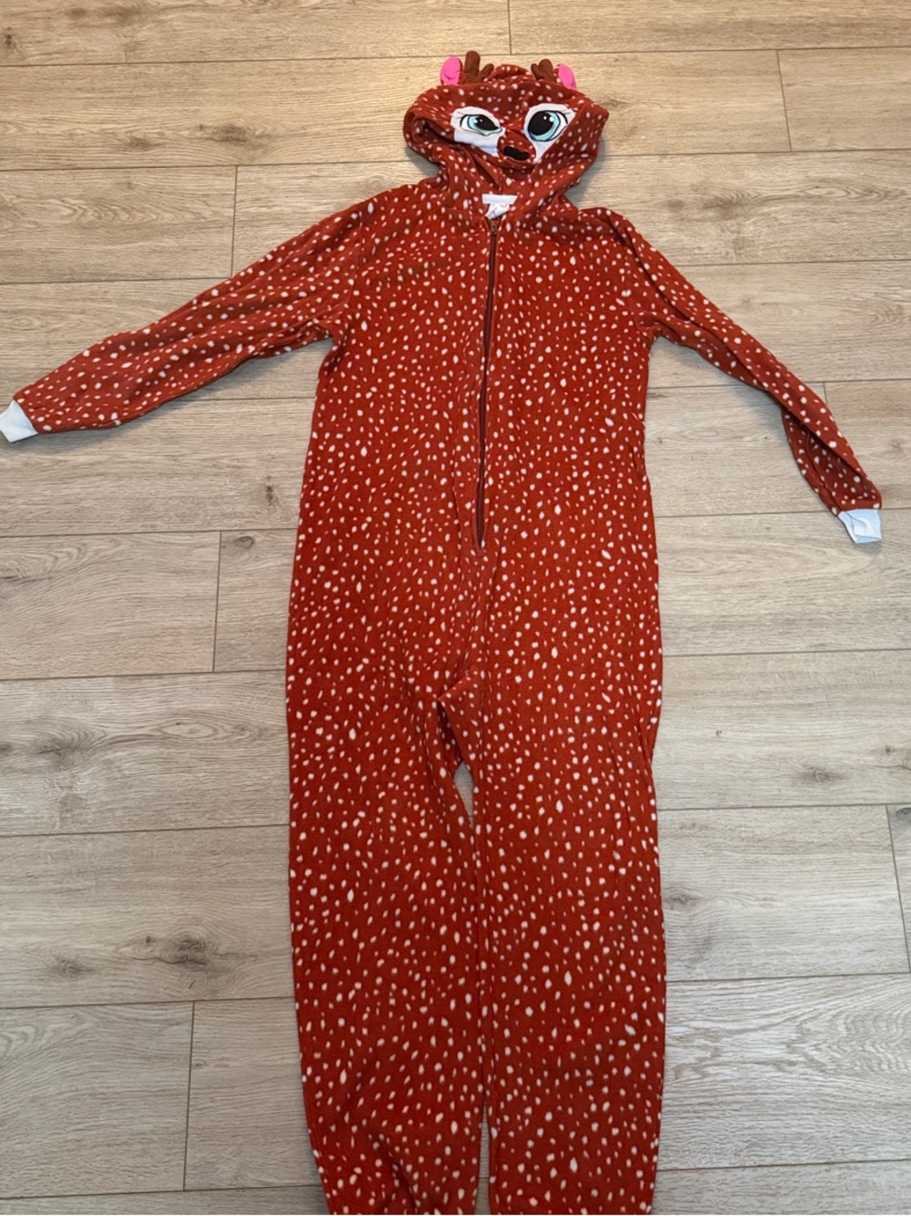 Cat & Jack Rust Red Deer Hooded Footed Pajama